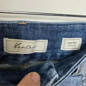 Kancan high‎ rise super flare jeans raw hem women’s size 30 trendy distressed thumbnail 4