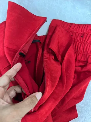 Express Super High Rise Trouser w/waist Tie Red Satin size s wide leg see descri thumbnail 12