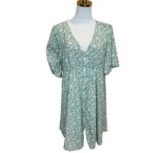 Soon Green Calico Babydoll Maternity Dress LARGE Cottage Prairie Designer $180 thumbnail 6