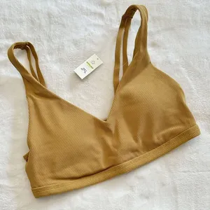 NWT Offline by Aerie Goals Light Tan Ribbed Padded Sports Bra - Size: Large thumbnail 1