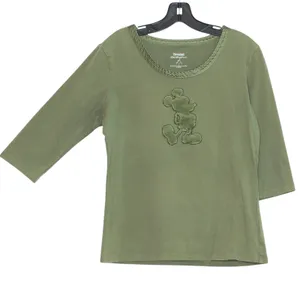 Disney Disneyland Top 3/4 Sleeve Mickey Mouse Y2K 90s Casual Streetwear Green Sz Large thumbnail 7