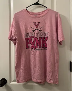 Anvil UNIVERSITY OF VIRGINIA Cavaliers Adult Unisex T-Shirt "HOOS THINK PINK" Size M thumbnail 1