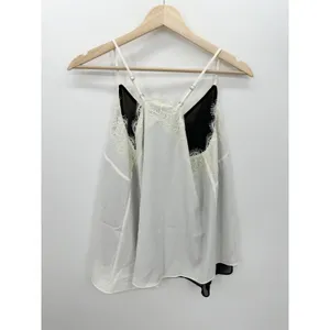 Chicos Black Label Lace Trim V-Neck‎ Tank Top Ecru Black Large 2 570239298 thumbnail 2