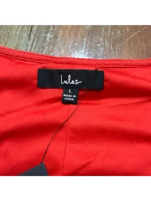 Lulus Red Wrap Mini Dress Short Sleeve Tie Cuff V-Neck Size Large NWT thumbnail 6