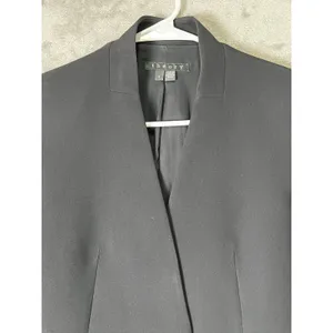 Theory Lanai Blazer Black Admiral Crepe Open Front Minimalist Workwear Size 2 thumbnail 2