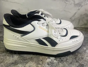 Reebok White and Black Court-Style Leather Sneakers thumbnail 1
