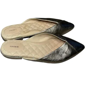 Birdies The Swan Gold Leather Mules Women's 8 Pointed Toe Slip On Flats thumbnail 2