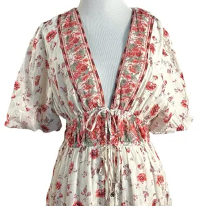 Free People Lysette Maxi Dress in Tea Combo Small Bohemian Gypsy Indian Cotton thumbnail 11