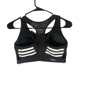 Adidas Black Side Cut Out Racerback Mesh Athletic Gym Sports Bra Women Sz M thumbnail 2