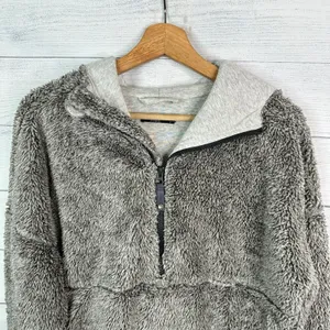 Prana Womens size Small Permafrost Half Zip Teddy Fleece Hoodie w23180516 Gray thumbnail 3