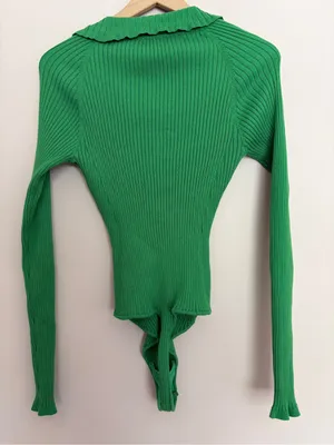Intimately Free People Ready For it Henley Bodysuit Kelly Green Medium thumbnail 3