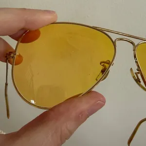 Vintage 70s RARE B&L Ray Ban Amber Yellow Aviator Sunglasses FLAW thumbnail 4