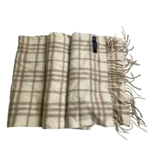 Burberry Novacheck Beige Cream Cashmere Knit Fringe Scarf thumbnail 2
