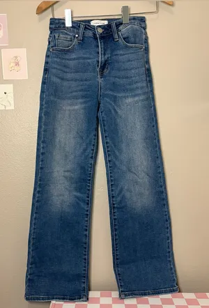 Risen jeans LA wide leg barrel high waisted blue jeans shaping hourglass casual thumbnail 1