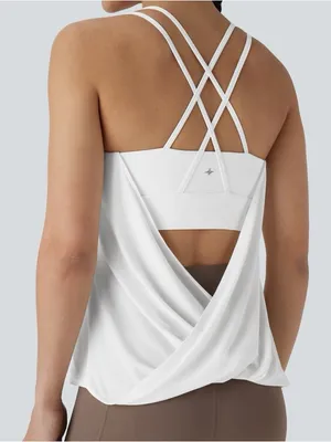 Halara M Double Straps Pleated Quick Dry Yoga Cami Top New with Tags White thumbnail 2