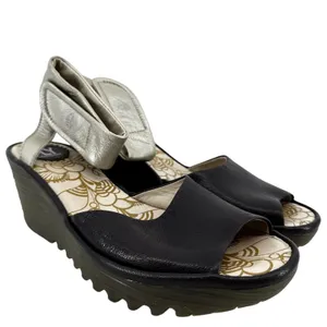 Fly London Yula Peep Toe Platform Wedge Heel Ankle Strap Patent Leather Purple 8 thumbnail 2
