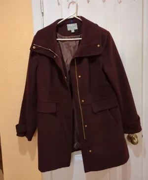 Womens Cole Haan Coat Size 14 Wool Blend Bordeaux Dark Red Burgundy thumbnail 1