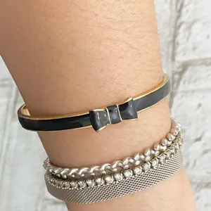 KATE SPADE Black Take A Bow Enamel Layering Stackable Bangle Bracelet thumbnail 7