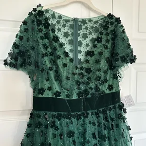 Mac Duggal Floral Embellished Butterfly Sleeve Velvet‎ Hem Midi Dress- NWT thumbnail 5