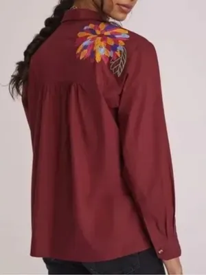 Anthropologie Maeve Embroidered Button down Size US 10 thumbnail 3