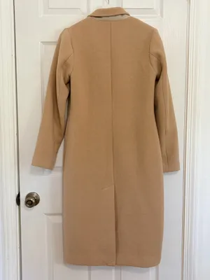 Abercrombie The A&F Dad Coat Camel Wool Blend Long Overcoat Quiet Luxury Size S thumbnail 3