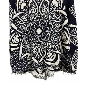 Free People Mandella‎ Intarsia Cardigan Knit Jacket Black/White Women's Size Lg thumbnail 6
