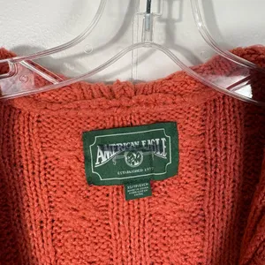 American Eagle Burnt Orange Cable Knit Shawl Collar Lightweight Sweater Top XS thumbnail 3