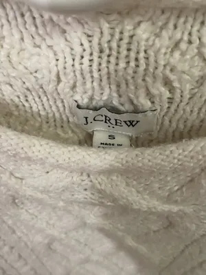 J. Crew Ivory Cable Knit Crewneck Sweater thumbnail 3