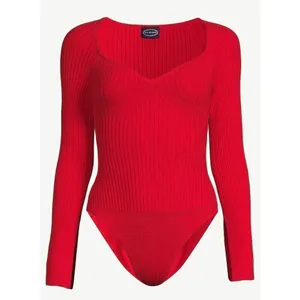 ✨Scoop Women's Ribbed Bodysuit with Sweetheart Neck and Long Sleeves✨ thumbnail 5