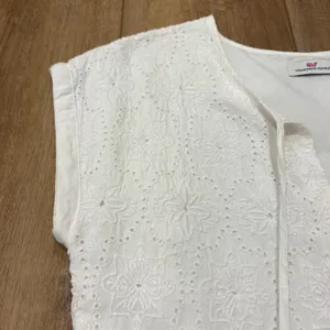 Vineyard Vines 🌟🌟 Island Cotton Eyelet Swing Tiered Tie Neck Dress White Sz Xs thumbnail 6