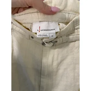 NWT Anthropologie Belted Paperbag Linen Blend Shorts Cream High Rise Size M thumbnail 5