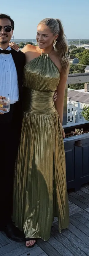 Metallic Green Maxi Dress thumbnail 3