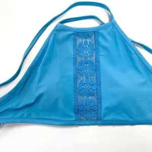 Aerie Womens Bikini Swim Top Size Medium High Neck Beachy Boho Lace Panel Summer thumbnail 3