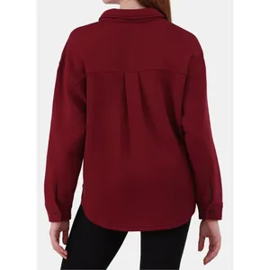 No Boundaries Womens Shacket Size M 8-10 Red Wine Fleece Button Up Cozy NWT thumbnail 3
