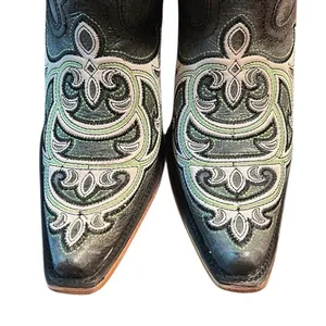 Corral Leather Green/Gray Embroidered Overlay Western Pull On Boots(Size 8.5) thumbnail 3