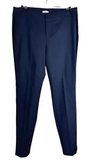 ecru Rivington Navy Tux Stripe Velvet Trim Slim Ankle Pants Size‎ 4 Stretch thumbnail 1