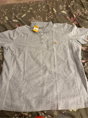 Carhartt Light Heather Gray Henley Polo with Chest Pocket thumbnail 3