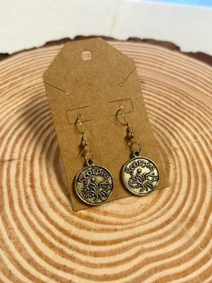 Gold Tone Scorpio Zodiac Charm Dangle Earrings Astrology Horoscope Jewelry NWT thumbnail 2