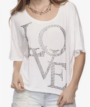 Forever 21 Studded "LOVE" Crop Top thumbnail 1