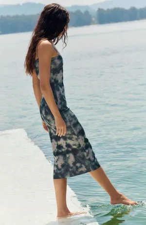 Zara dress midi fitted tie dye effect casual summer vacation thumbnail 8