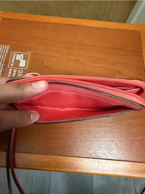 Coach Coral Pebbled Leather Zip Around Wristlet Wallet - Wristlet Clutch thumbnail 5