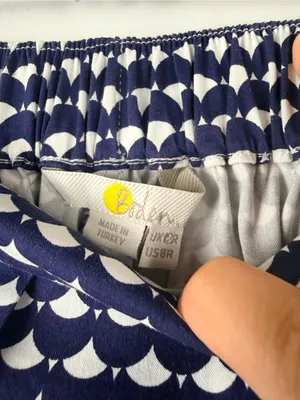 Boden elastic waist pants scalloped design navy & white size 8 thumbnail 3