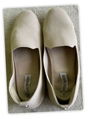 New‎ Steve Madden Women's Raine Flats Size 9 Knit Fabric Casual Shoes Tan Khaki thumbnail 1