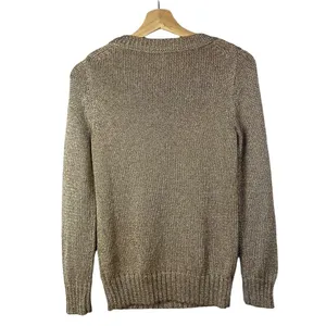 J. Crew Light Brown Metallic‎ Crew Neck Long Sleeve Sweater S thumbnail 2