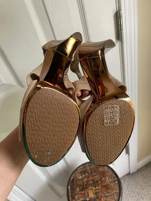 Michael Kors Taupe Preppy Quiet Luxury Textured High Heel Sandals thumbnail 6