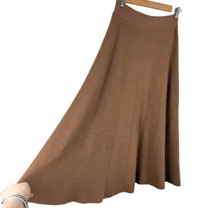 ZARA Wool Blend Knit A-Line Midi Skirt Camel Brown Sz S NWT thumbnail 4