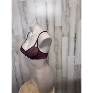 DKNY Purple Sheer Mesh Bra 34B Underwire Lightweight Lingerie Minimalist thumbnail 4