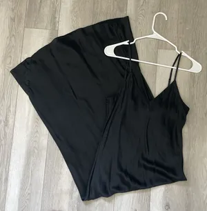 Ginia Silk Dress v neck slip midi womens Black (size 6) minimalist formal party thumbnail 1