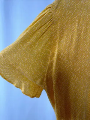 Vintage‎ Abercrombie & Fitch Yellow Micro Dot Faux Wrap Dress Romper Medium thumbnail 7