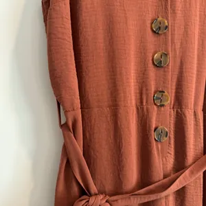 DEX Button Down Sleeveless Wide Leg Jumpsuit Women's 2X Rust Brown V-Neck Belted thumbnail 4